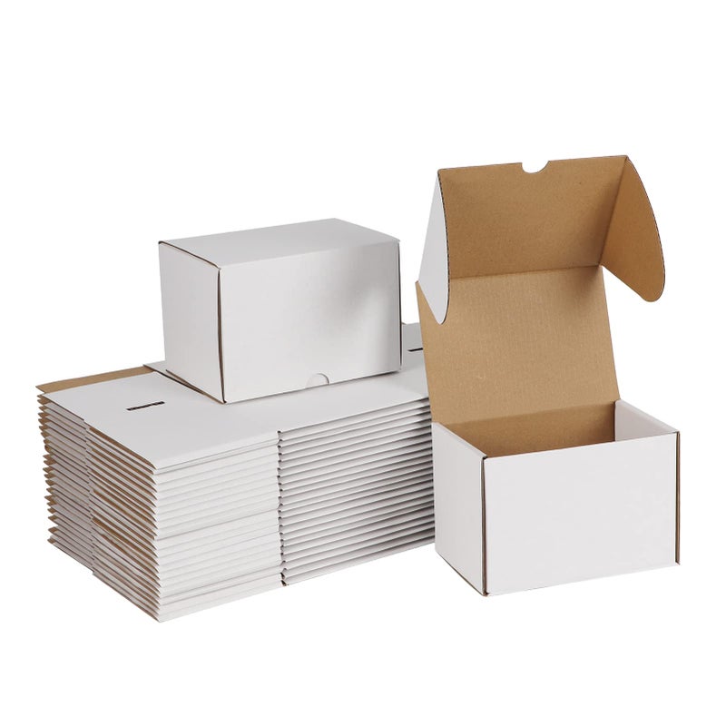 ZBEIVAN 6x4x4 White Shipping Boxes Set of 25  Corrugated Cardboard Mailer Boxes for Packaging Small Business Mailing Gifts - Image 1